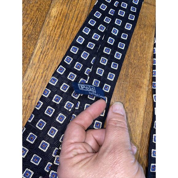 Polo Ralph Lauren Square Geometric Print Men's Silk Necktie - Picture 6 of 7